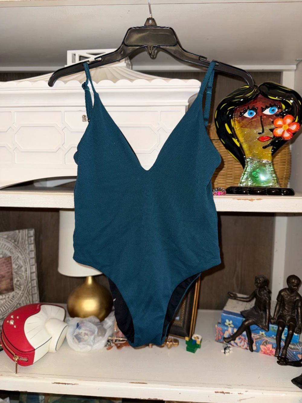 Leith Small S one piece Abyss swimsuit teal textured - Picture 2 of 5